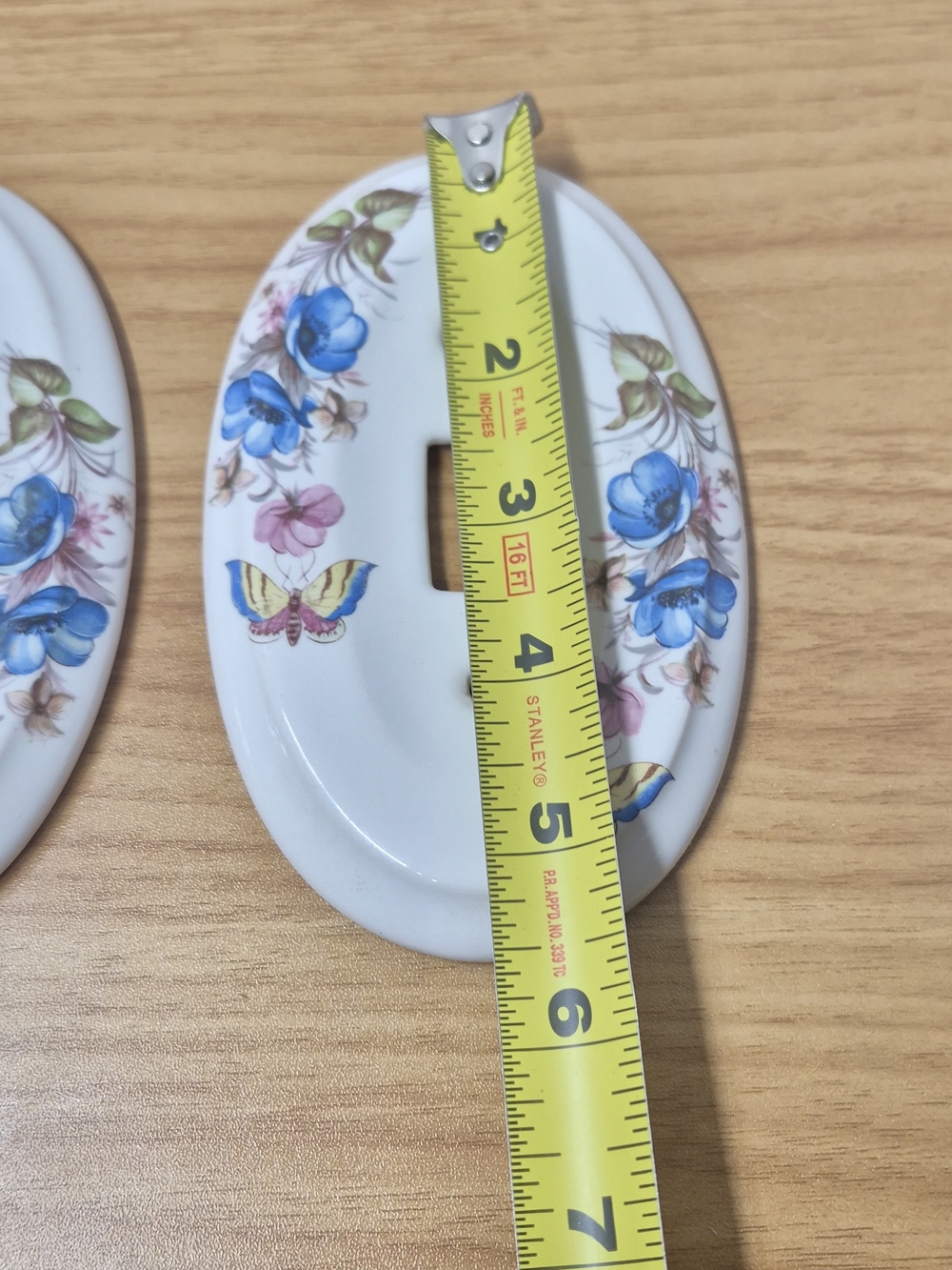 Vintage Oval Porcelain Light Switch & Outlet Covers 6Pc Set Floral Butterfly - Picture 10 of 16